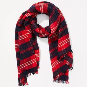 NWT LOFT Plaid Blanket Scarf‎ - Pure Red